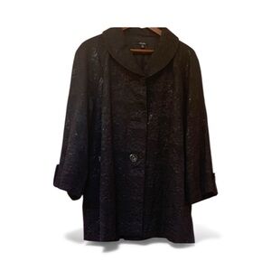 Chic Black Women's sparkly black floral blazer 3x by Raffaella.